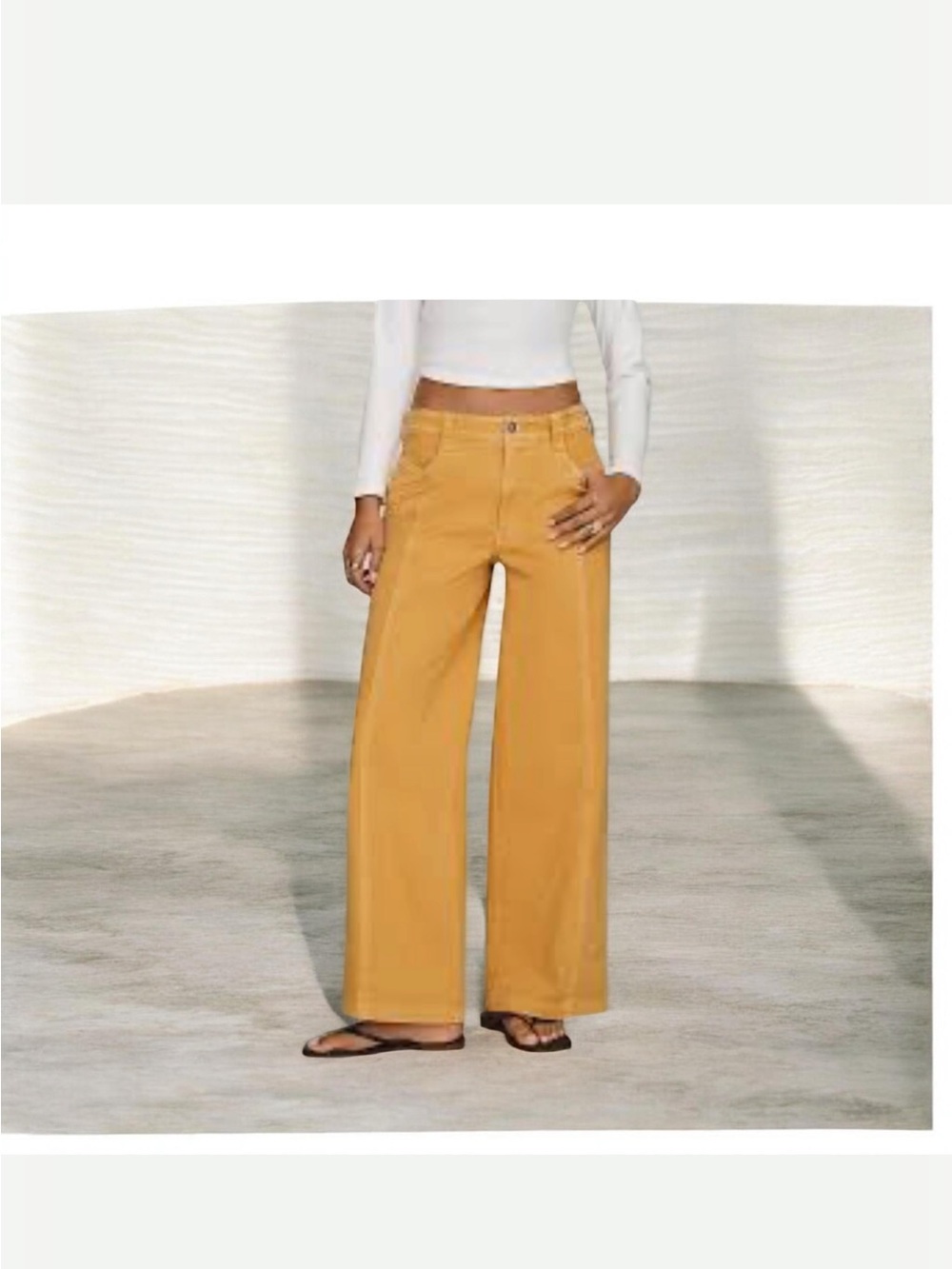 Weatherproof Wide-Leg Bootcut Pants in Mustard